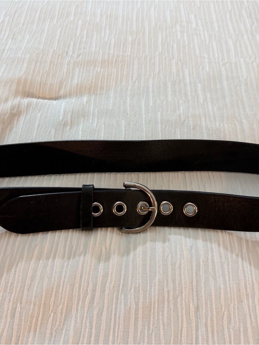Vintage Coach Black Leather Belt with Silver D-Ring Buckle
